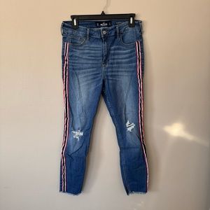 Hollister high rise crop super skinny jeans with side stripes
